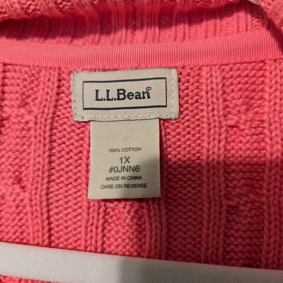 LL Bean Cable Knit long cardigan with pockets - size 1X - Picture 4 of 4
